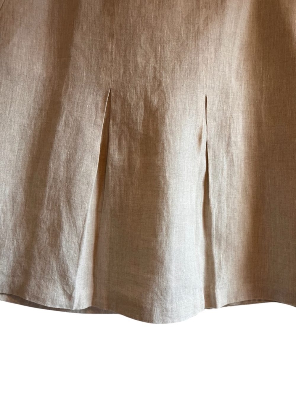 Brooks Brothers linen pleated a-line skirt in tan size 12 excellent condition - Picture 5 of 12